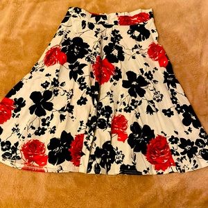 Black and red flower a-line skirt